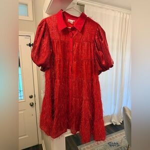 QUEEN OF SPARKLES Red Tinsel Dress